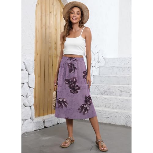 Image of Witsmile Flowy Skirt Elastic High Waist A-Line Skirt with Pockets Bohemia Cover-up for Women 2026 Trendy(S-2XL)