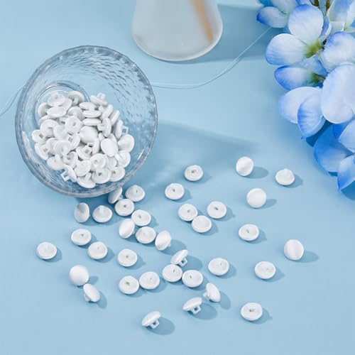 SUPERFINDINGS 100Pcs Silver Satin Cloth Buttons Mushroom Fabric Covered Buttons with Plastic Shank 0.37inch Round Buttons with 1 Hole for Wedding Dress Suits DIY Sewing - Image 4
