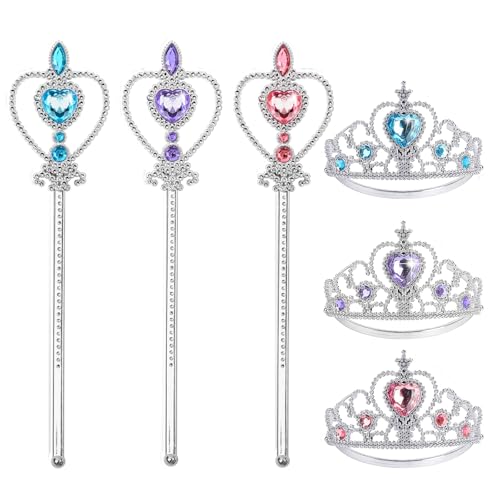 BIBUTY Princess Crown Tiara for Little Girls Princess Dress Up Accessories, 6PCS Princess Tiara Toddler Crown for Kids