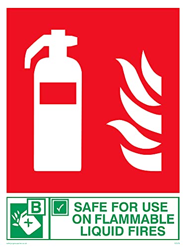 Confezione Da 5 – Safe For Use On Flammable Liquid Fires Sign – 150 X 200 Mm – A5P