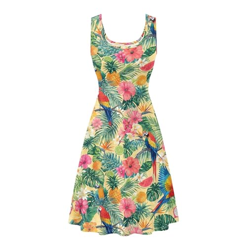 Image of TOADDITDO Women's Sleeveless O Neck Beach A-Line Party Coctail Tank Dresses Flared Sundress