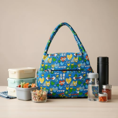 Image of ENSAC Lunch Bag Office Tiffin Bags for Men, Women, School, Tiffin Pouch Bag, Hot & Cold Reusable Lunch Box Bags with Double Handle, Zip Bags
