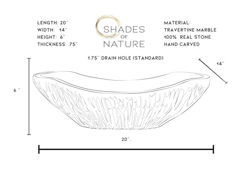 Shades Of Nature B01MAYBX0D Natural Travertine Chiseled Bathroom Vessel Sink - Oval Canoe Shape - Hand Carved Marble thumb #3