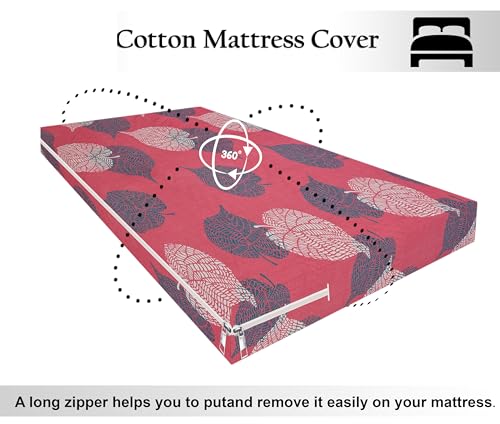 Image of HOMEKART Premium Cotton 220TC 72 x 36 x 8 Single Size Mattress Cover Protector with Zip /Chain|Provides All Around Protection - 1 p (72 x 36 x 8) (Pink)
