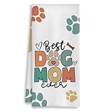 COWEB Dog Mom Gifts Kitchen Towels, Dog Lovers Owners Gifts for Women, Colorful Dogs Paws Hand Towels for Bathroom, 16x24 Inches