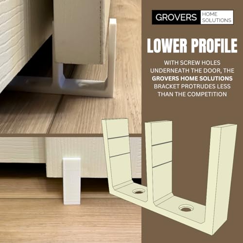 Universal Adjustable Height Sliding Closet Door Floor Guide Bracket - Grovers Home Solutions (Beige)