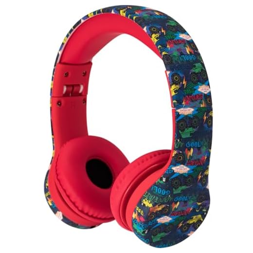 Snug Play+ Barn hörlurar med volymbegränsning för småbarn (pojkar/flickor) - Monster Trucks