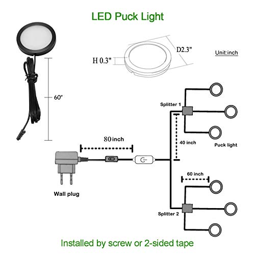 AIBOO LED Under Cabinet Lighting Kit, 6 Lights, White - Image 4