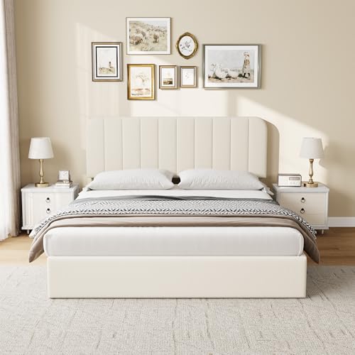 Garvee Full Size Upholstered Velvet Bed Frame with 4 Storage Drawers, Beige by Garvee - Used condition - Image 4
