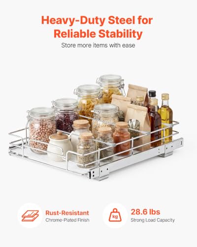 Image of VEVOR Pull Out Cabinet Organizer 12.4 inch W x 16.54 inch D Steel Slide Out Drawers
