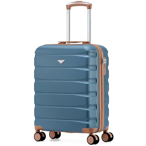 Flight Knight Lightweight Travel Suitcase 55x40x20cm | Hard Shell Carry On Luggage with Aluminum Telescopic Handle, 8 Wheels & TSA Lock | Approved for Ryanair Priority, TUI & 60+ Airlines