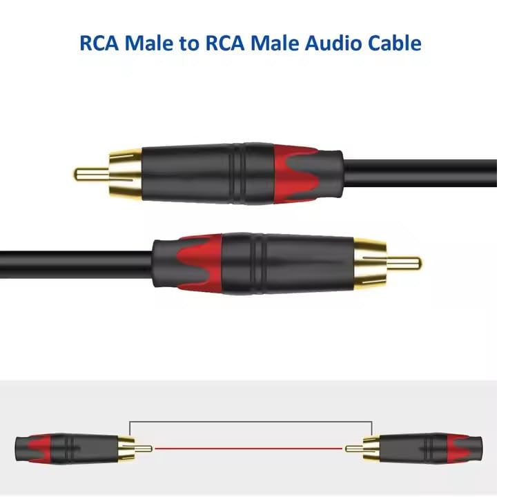 Image of IMAGINEA 2 Meter RCA to RCA Cable Stereo Audio Cable Male to Male - Dual Shielded Cord | 24K Gold Plated Connector for Home Theater, HDTV, Amplifier Speaker Soundbar (Pack of 2)