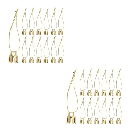 LOGOFUN 2000PCS Christmas Ornament Cap Replacements Round Ornament Caps Plastic Xmas Hanger Cup Cap with Rope for DIY Craft Home Dcor - Gold 1CM