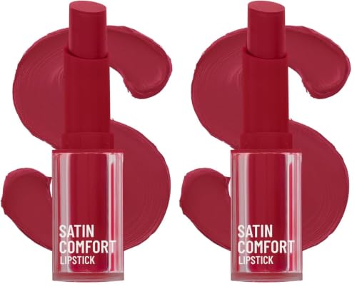 Image of Swiss Beauty Satin Comfort Lipstick | Ultra-Hydrating | Highly Pigmented | Smooth Glide | Satin Matte Finish | One-Swipe Application | Shade- 16 Fire Brick, 3gm (Pack of 2)