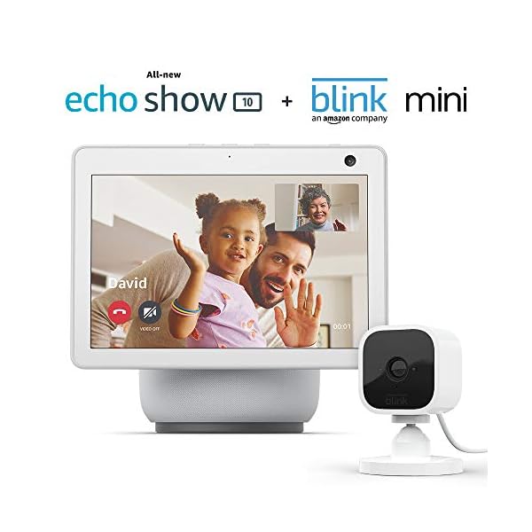 Echo Show 10 (3rd Gen) Glacier White with Blink Mini Indoor Smart