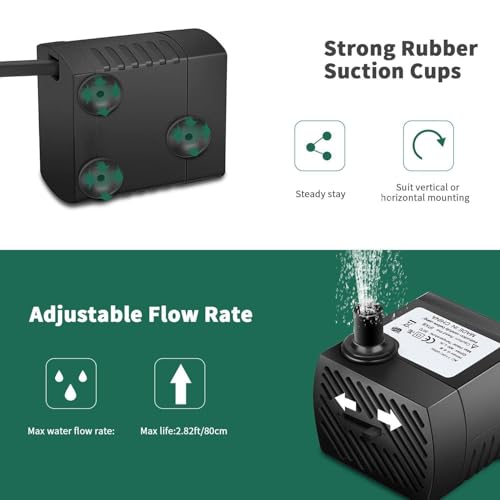 Image of Submersible Fountain Aquarium Pond Spare Replacement Water Pump with LED light | Mini Water Fountain Pump for Fountains & Aquarium /Fish Tank Water Pump (3 led pump - Qty 1)