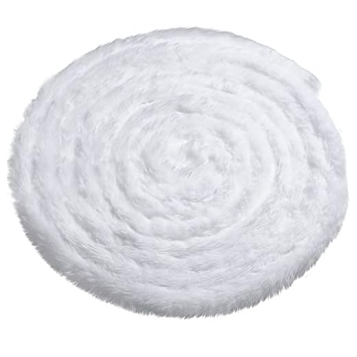 Christmas Faux Fur Ribbon Trim Winter Xmas Tree Winding Garland Artificial Furry Stripe Accessory Holiday Faux Fur Fabric Roll Garland for Xmas Party Sewing Costume Trimming (White, 2 Inch x 40 Ft)