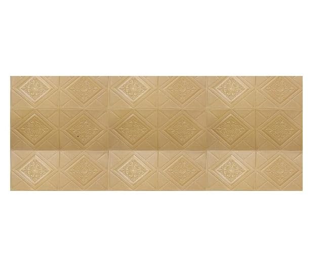 Image of 3D Foam Wallpaper Sticker Panels I Ceiling Wallpaper for Living Room BedroomI Foam Tiles (Square Design, Golden Colour) (70 x 70 cm)