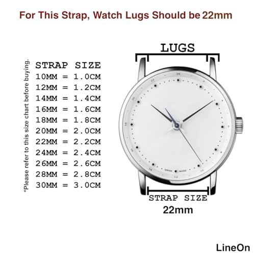 Image of Lineon 22mm Half Padded Leather Mens Watch Strap For Branded Watches Compitable with Titan, Timex, Casio, Sonata, Tool and Pins Include