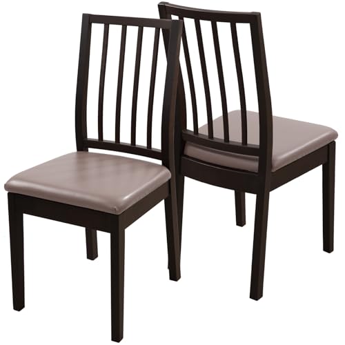 Image of YISUN Waterproof Chair Seat Covers Set of 6, Pu Leather Dining Room Chair Covers, Stretch Chair Cover for Dining Room Chair Protector Slipcover for Kitchen, Hotel (6, Pu Dark Tan)