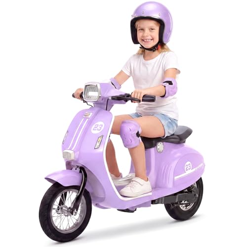 Kids Motorcycle, 2 Wheel Electric Motorcycle for Girls Ages 8-12, 24V Ride on Toys with Music, Story, Headlight, 3 Speed Options, Up to 60min Ride Time, for Riders up to 143 lbs, Easy Assemble, Purple