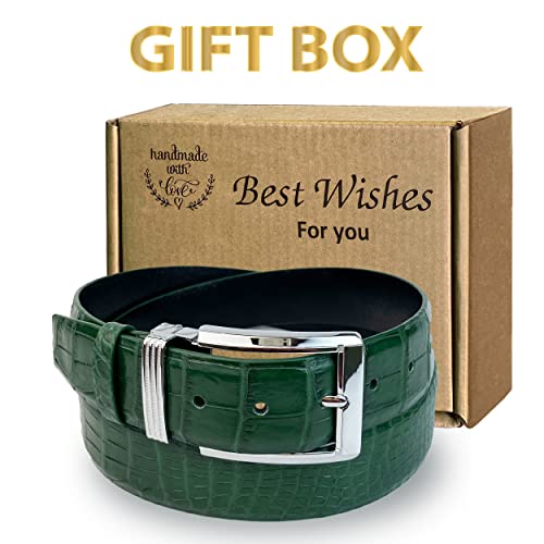 Image of vinacreations AIIigator Belt Leather Strap Belts 1.5 inch Width Adjustment Removal Buckle Jean Dress Croc Handmade