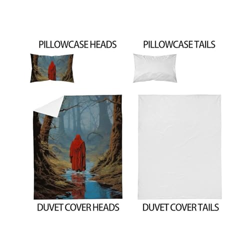 Parure de lit housse de couette single rouge écarlate microfibre imprimé 3D avec taies