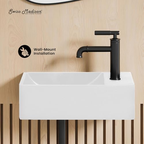 Évier mural rectangulaire en béton Swiss Madison blanc 40,6 cm