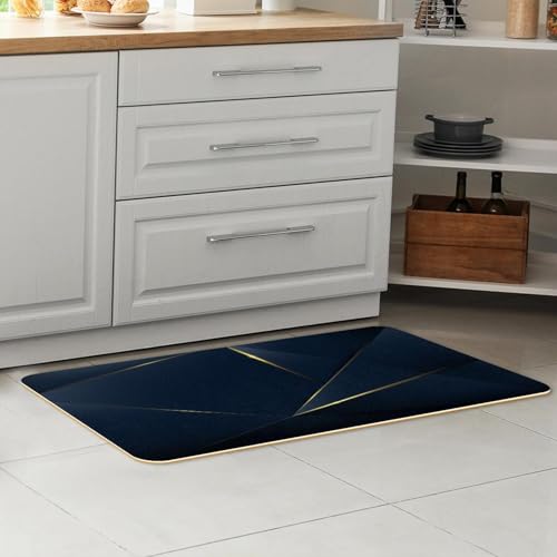 Alfombrillas de cocina azul oscuro y dorado VAPOKF lavables antideslizantes pack de 2 unidades 7
