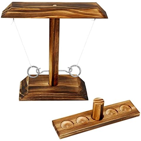 Rocorose Hook and Ring Toss Game for Adults, Ring Toss Shot Games, Handmade Wooden Interactive Game for Outdoor, Indoor, Bars, Home, Party Cover