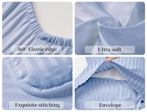 Image of ZPECC Toddler Bedding Set - 4 Piece Hypoallergenic Baby Crib Bedding Set for Boys and Girls, Includes Toddler Comforter, Flat Sheet, Fitted Sheet and Pillowcase, Baby Blue (Pack of 3)