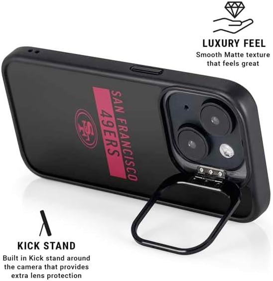 Skinit Kickstand Phone Case Compatible with iPhone 15 - Officially Licensed NFL San Francisco 49ers Black Performance Series Design