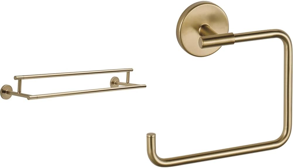 75925-BL Trinsic 24-in Double Wall Mount Towel & 75935-BL Trinsic Robe Hook, Matte Black & 75950-BL Trinsic Wall Mount Single Post Toilet Paper Holder Bath Hardware