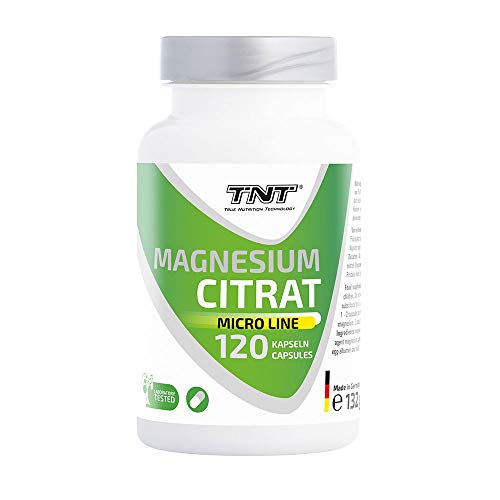 TNT  120 Magnesium Kapseln hochdosiert für 2-4 Monate  Laborgetestet & Reines Magnesiumcitrat  300 mg pro Portion