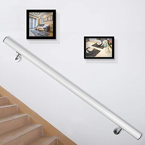 VEVOR Rampe d'escalier Longueur 91 cm, Main Courante pour Escalier Intérieur Capacité 91 kg, Rampe Escalier Alliage d'Aluminium, Rampe Murale Diamètre 5 cm, Garde-Corps pour Escalier Porche, Blanche