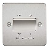 Knightsbridge FP1100BC FPAV1100BC Flat Plate 10A 3 Pole Fan Isolator Switch-Brushed Chrome