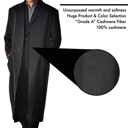 Cashmere Boutique: Men's Full Length Coat Overcoat Topcoat In 100% Pure Cashmere (Color: Black, Size: 42) #TOP4