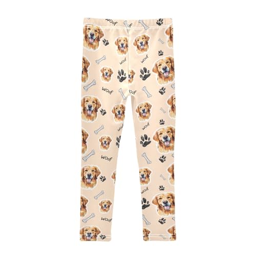 Cute Puppy Face Brown Girls Leggings Soft Comfortable Athletic Leggings Dancing Pants for 4-10 Years2