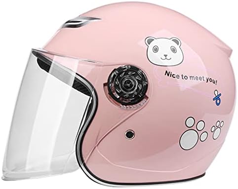 Kids Cute Helmet with Visor, Vintage Motorcycle Open-Face Helmet for Boys & Girls, ECE/DOT Approved Electric Scooter Children's 3/4 Motorcycle Helmet for Vespa Scooter ATV Moped -B-50-55CM