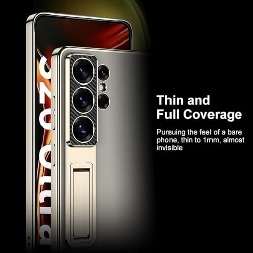 Image of TechTrendz Electroplating Hard PC Kickstand Shockproof Back Cover Compatible with Samsung Galaxy S26 Ultra Camera Protection Cover (Golden)