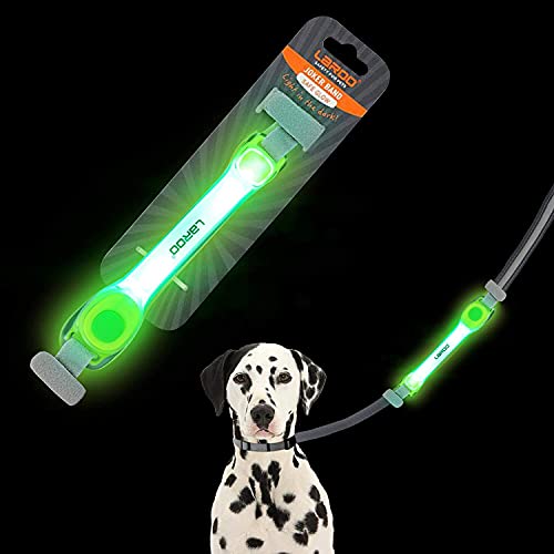 LaRoo Light Up Dog Collar with Nylon Stickers, Universal Glowing Collar Accessories for Leash Harness, Silicone Waterproof Dog LED Flashing Collar Night Outdoor Safety