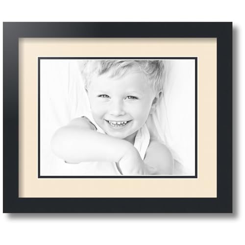 ArtToFrames Double-Multimat-723-825/89-FRBW26079 Collage Photo Frame Double Mat with 1-9x12 Openings and Satin Black Frame