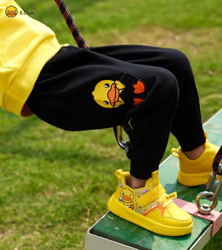 Unisex Sweatpants Yellow Duck Character Playful Athletic Workout Kids Joggers Casual Pants Elastic Waist Black2