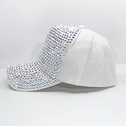 Bling Baseball Cap For Women With Full Diamond Design Adjustable Ladies Baseball Travel Cap (Whtie-1) #TOP3