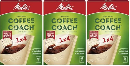 Melitta 6766425 Filtertüten Coffee Coach 1x4, braun, 40 Stück, Papier (Packung mit 3)