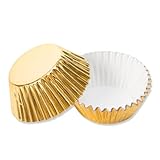 LIXSAZSE 100 Stück/Los DIY Gebäck Schokoladenformen geformte Pralinen und Gebäck zu Hause aus ungiftigem und umweltfreundlichem Material, Gold