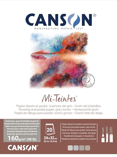 CANSON MI-TEINTES 24X32 160G Grautöne, Block 20 Seiten