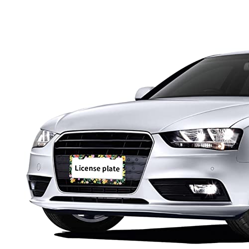 Hawaiian Hibiscus Flowers License Plate Frames 2 Pack, Palm Leaves License Plate Covers Holder Lighted Cute Metal Car Tag Frame Tag Cover For License Plate Car Accessories For Women Girl With 2 Holes #TOP2