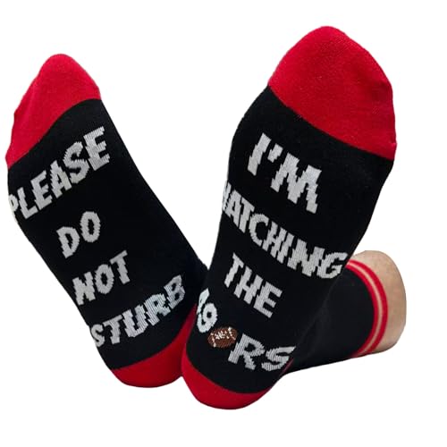 SAKCUNYAPY Crew Socks Birthday Gifts | Please Do Not Disturb Im Watching The | Sports Season Football Game Gifts Christmas Thanksgiving Day Gift for Men Dad Grandpa Husband Son and Boyfriend