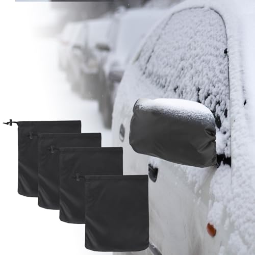 4Pcs Waterproof Side Mirror Covers, Car Side Mirror Rain Guard Protection Cover for Snow Ice Bird Droppings, Fit for Cars, SUVs, Winter Rearview Guard, Auto Exterior Accessories with Drawstrings